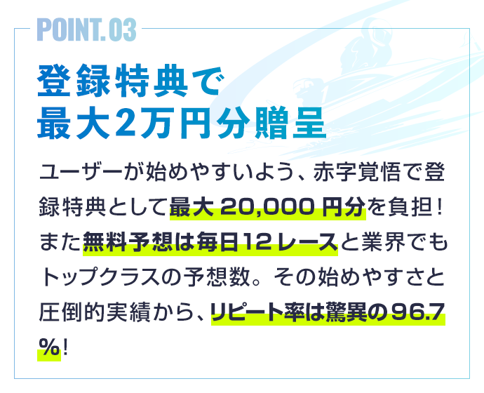 登録特典で最大2万円分贈呈